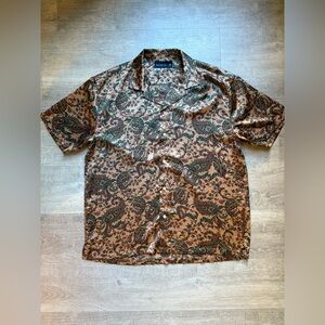 Abercrombie & Fitch Camp Collar Paisley Silky Polyester Short Sleeves Shirt XL